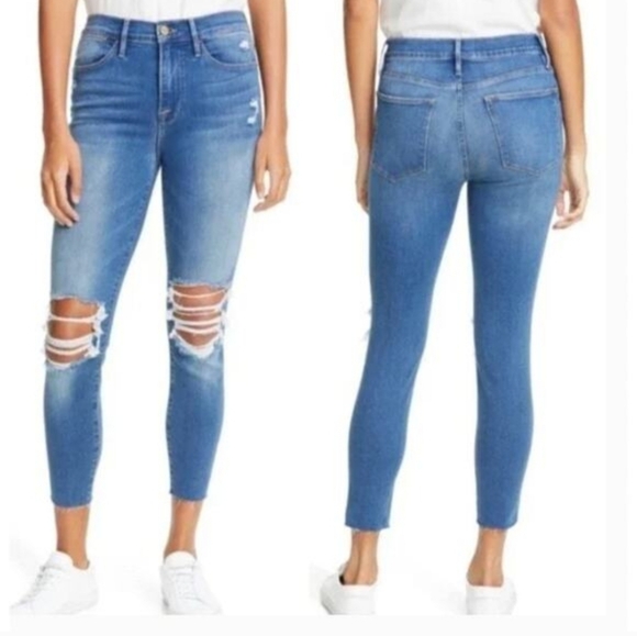 Frame Denim Denim - FRAME Le High Skinny Distressed Cropped Jeans Size 26